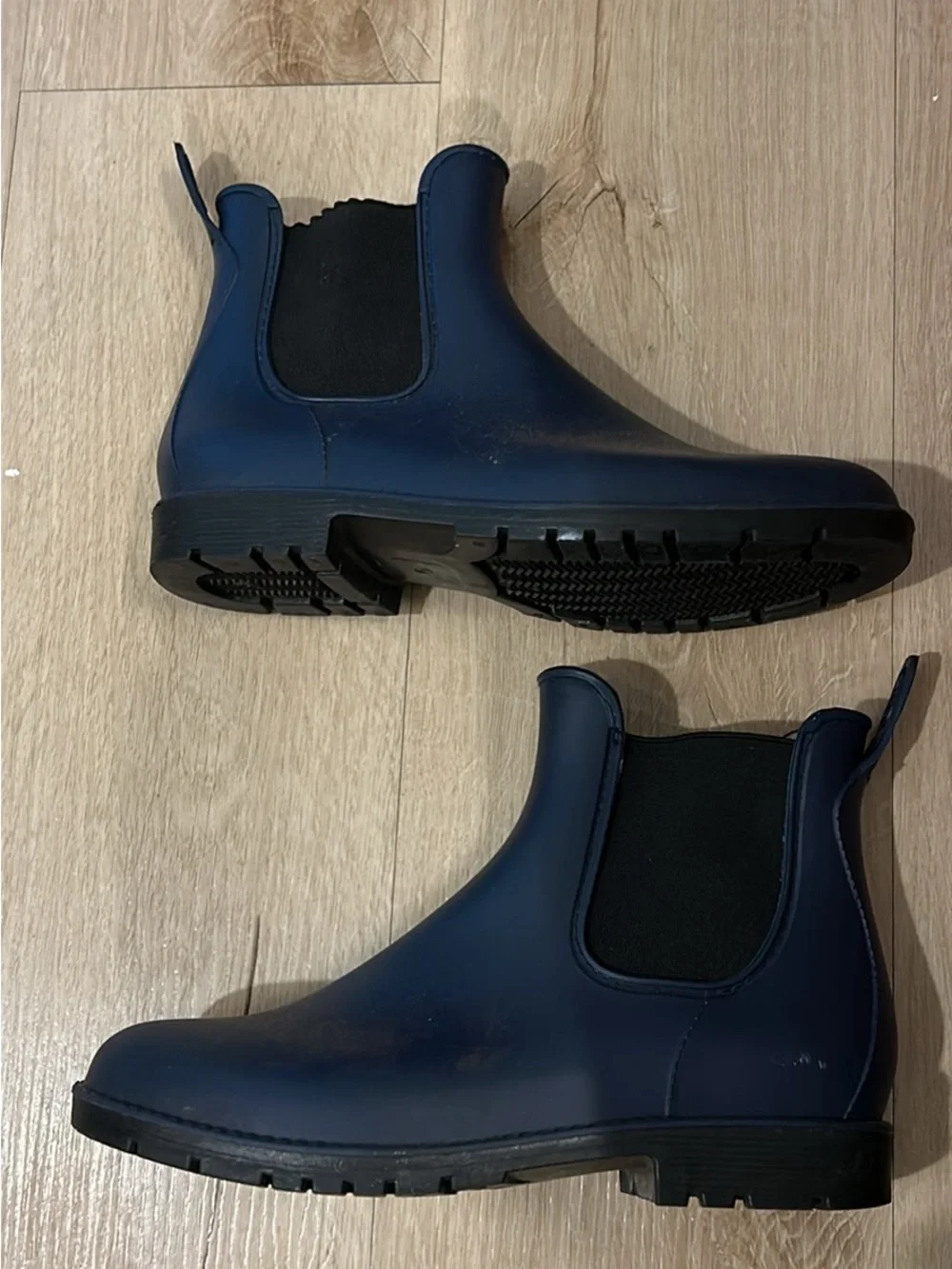 Women’s Navy Blue Chelsea Winter Rain Boots with Plush Lining